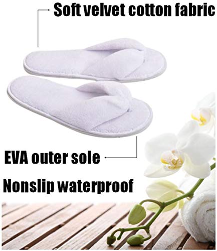 Amazon.com: Spa Slippers, Disposable Slippers for Guests Bulk of 6 Pairs -  Premium White Spa Slippers Bulk with Travel Bags - Coral Fleece Hotel  Slippers for Women and Men (3 Medium and